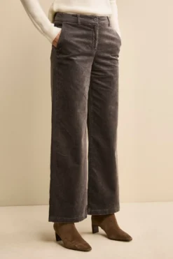 Pantalone in Velluto a Gamba Larga - GRIGIO