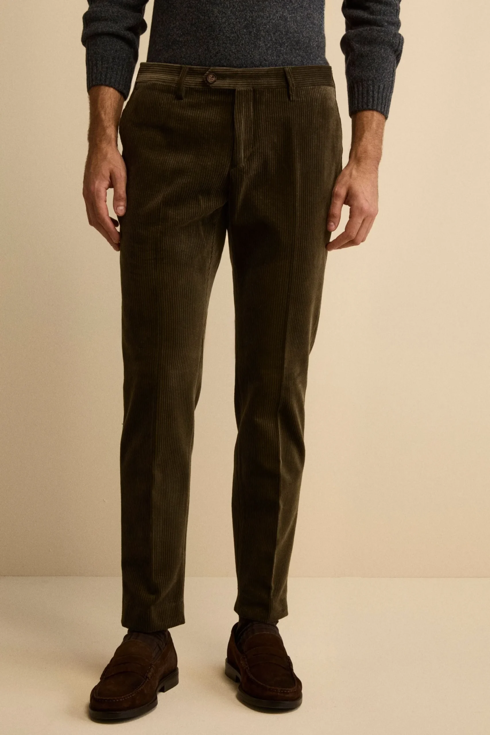 Pantalone in Velluto Regular Fit - VERDE
