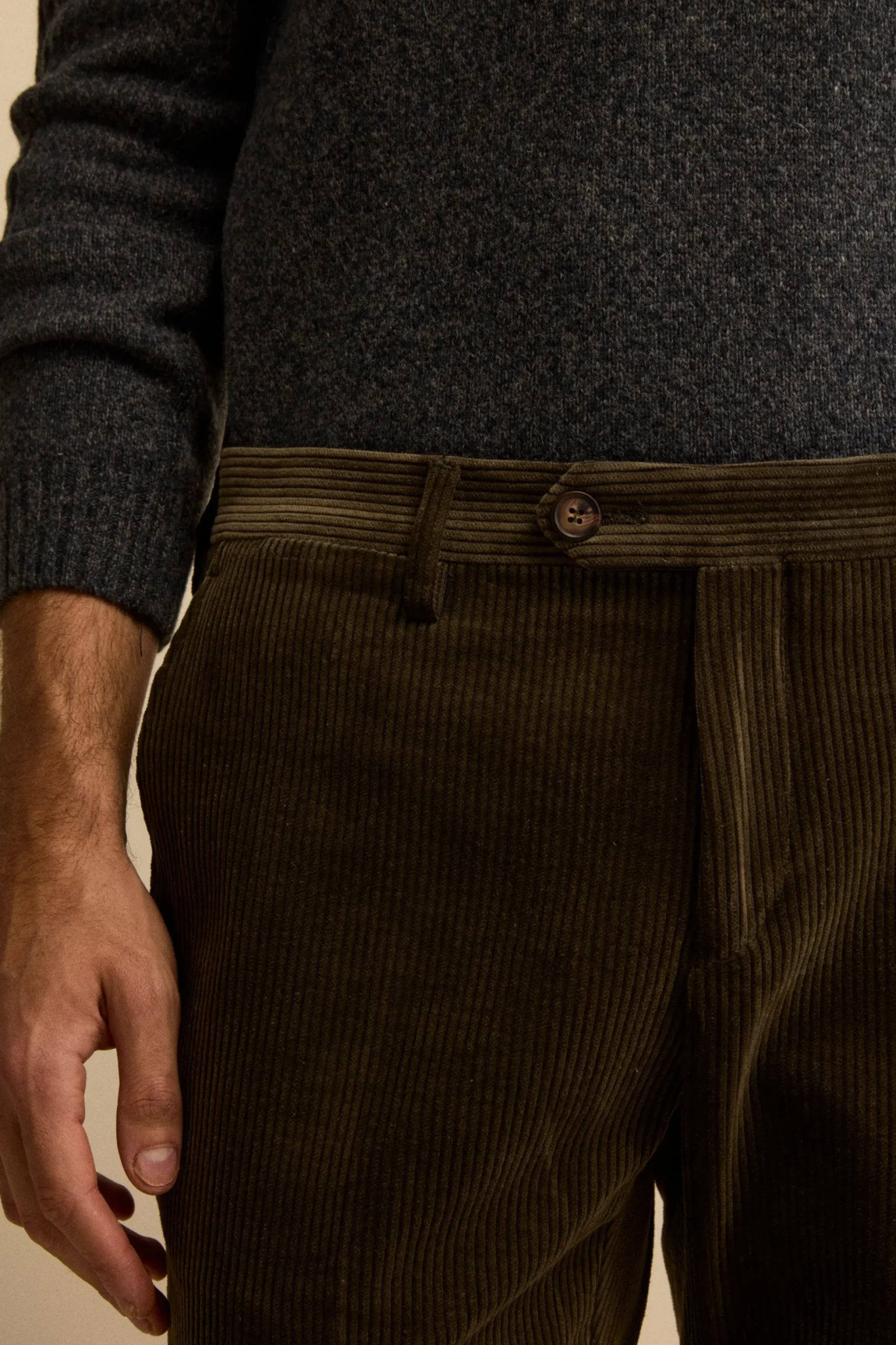 Pantalone in Velluto Regular Fit - VERDE