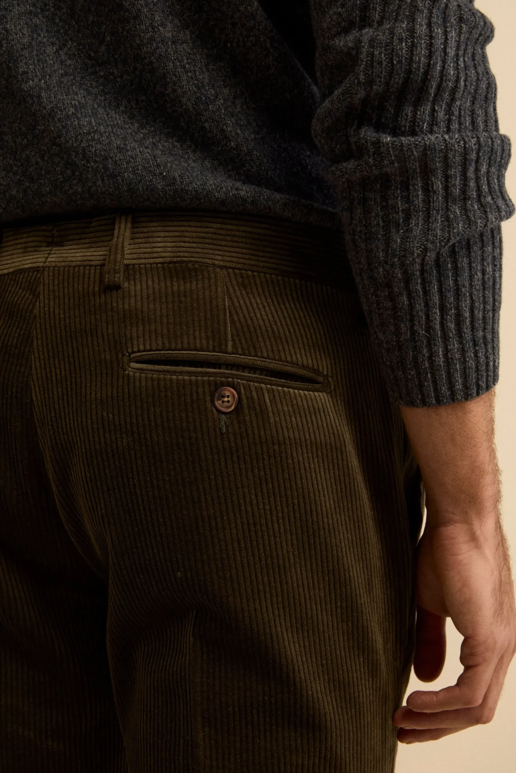 Pantalone in Velluto Regular Fit - VERDE