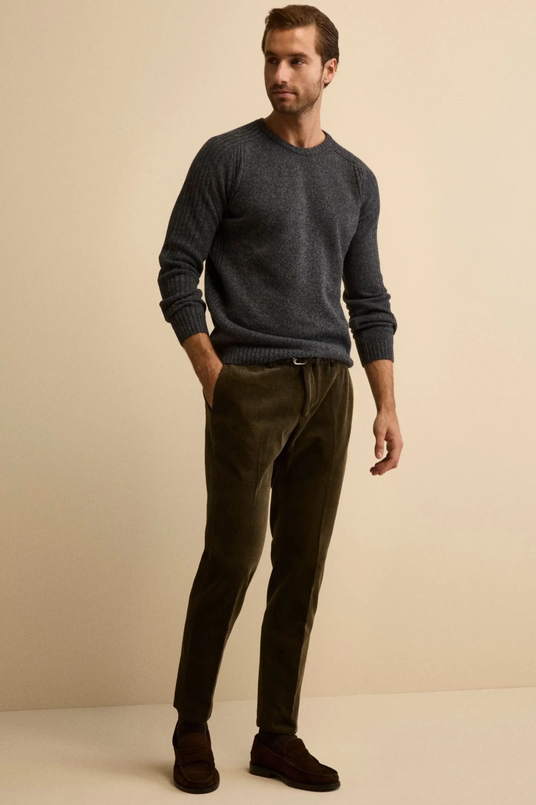 Pantalone in Velluto Regular Fit - VERDE