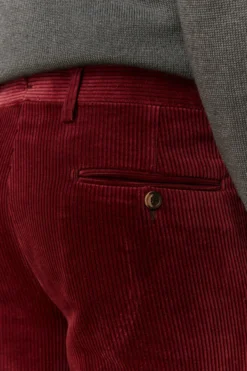 Pantalone in Velluto Regular Fit - BORDEAUX