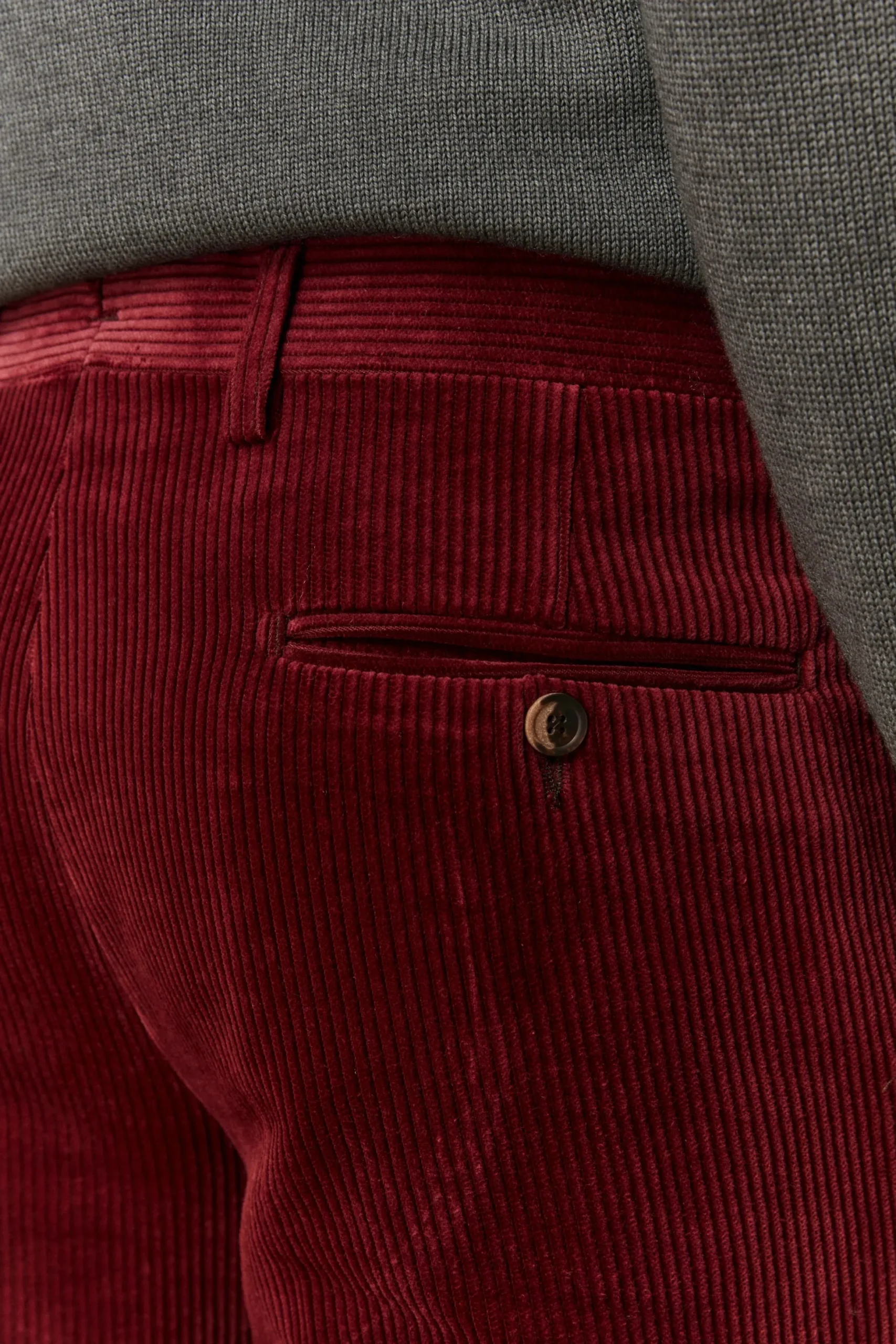 Pantalone in Velluto Regular Fit - BORDEAUX