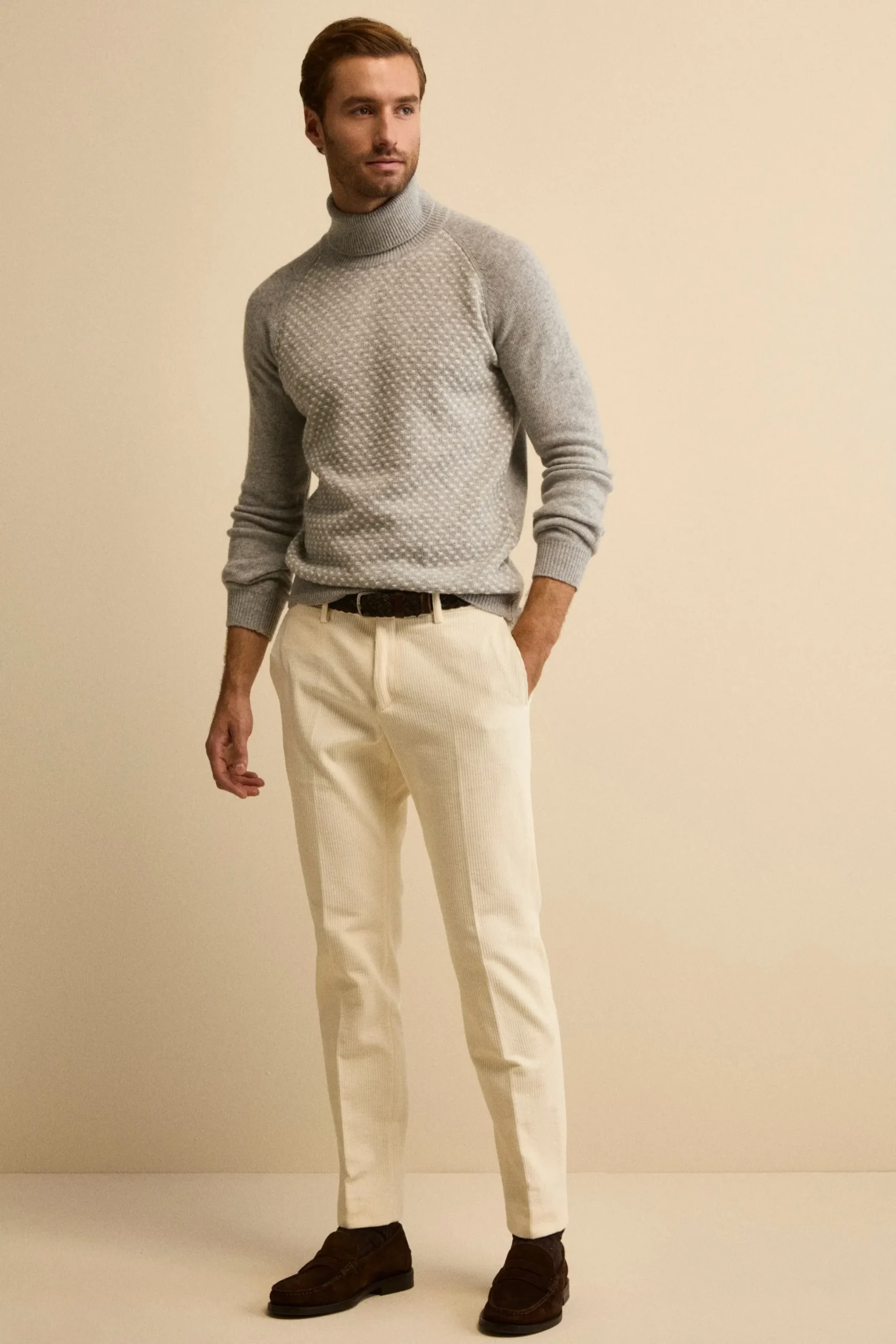 Pantalone in Velluto Regular Fit - BIANCO