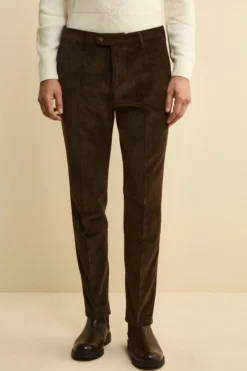 Pantalone in Velluto Regular Fit - MARRONE