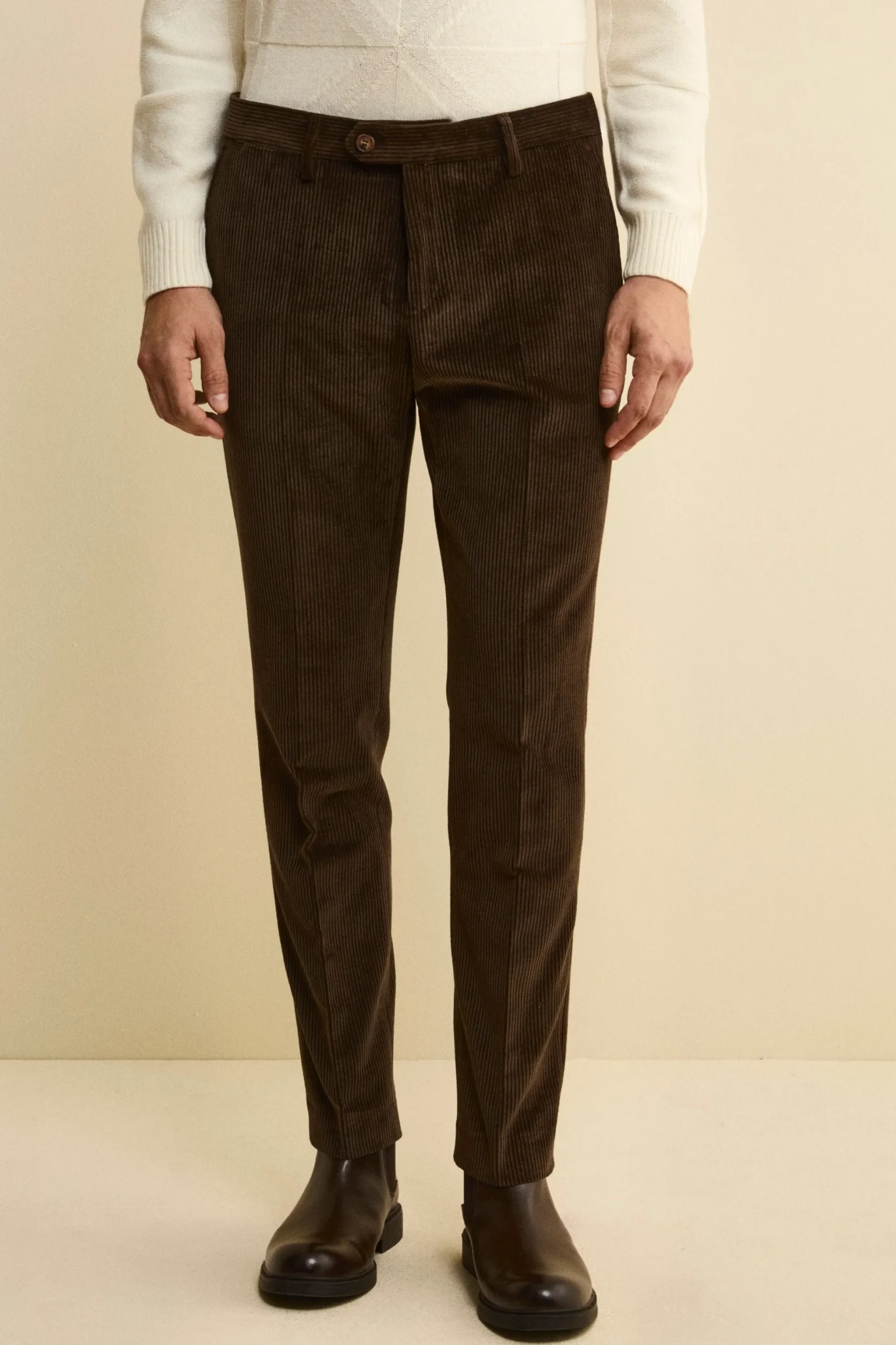 Pantalone in Velluto Regular Fit - MARRONE