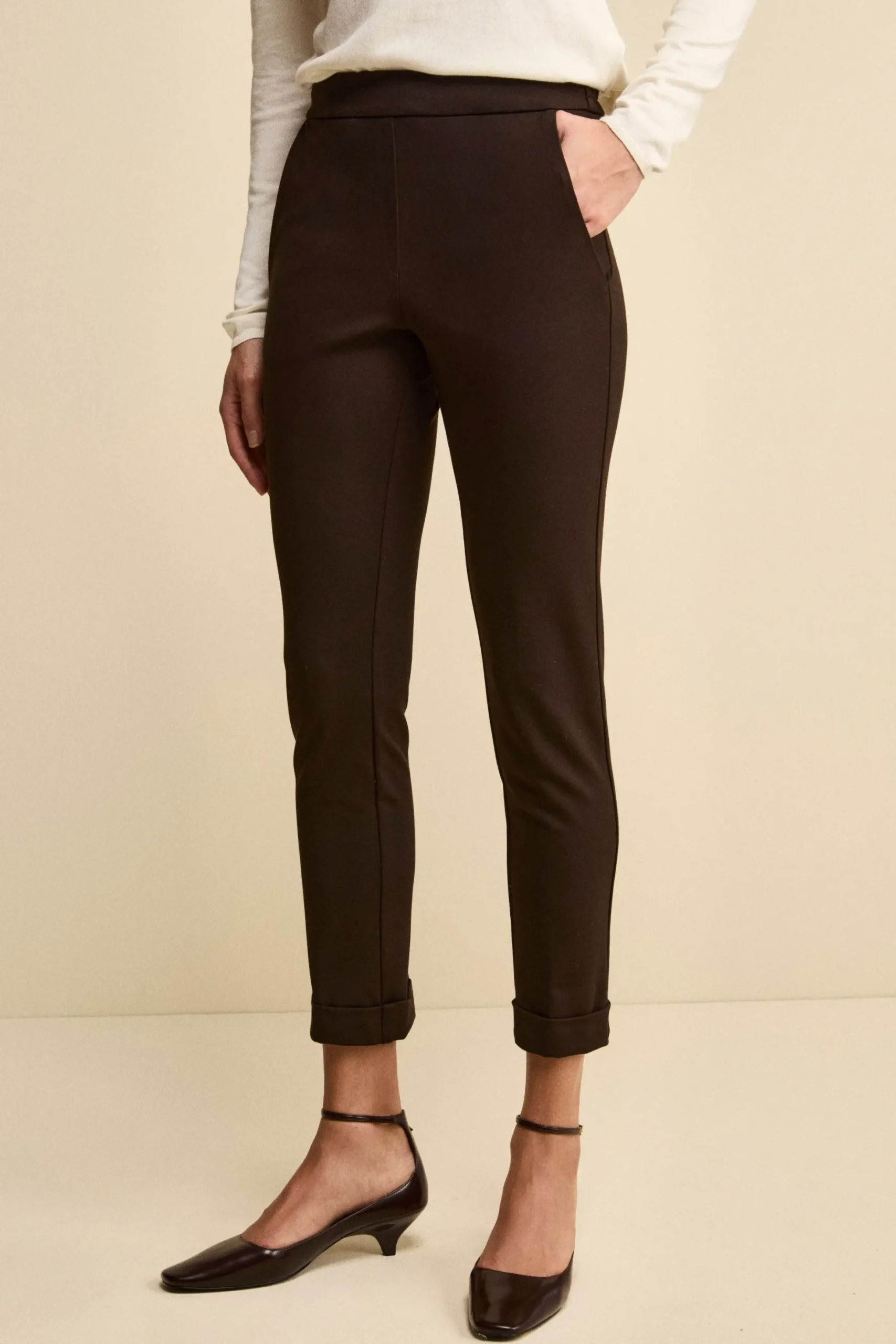Pantalone jersey elasticizzato - T.MORO