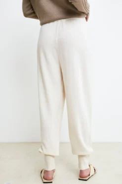 Pantalone Jogger in lana e cashmere - LATTE