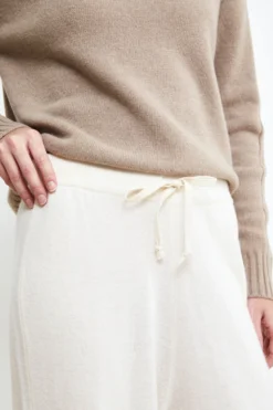 Pantalone Jogger in lana e cashmere - LATTE