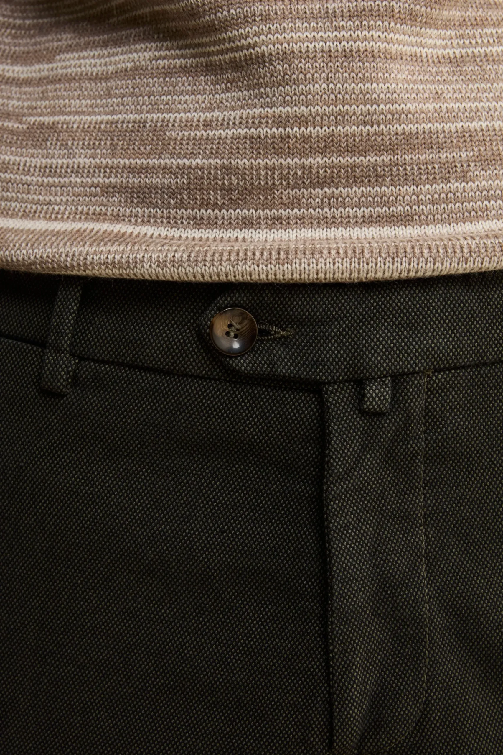 Pantalone Micropunto Regular Fit in Cotone - MARRONE