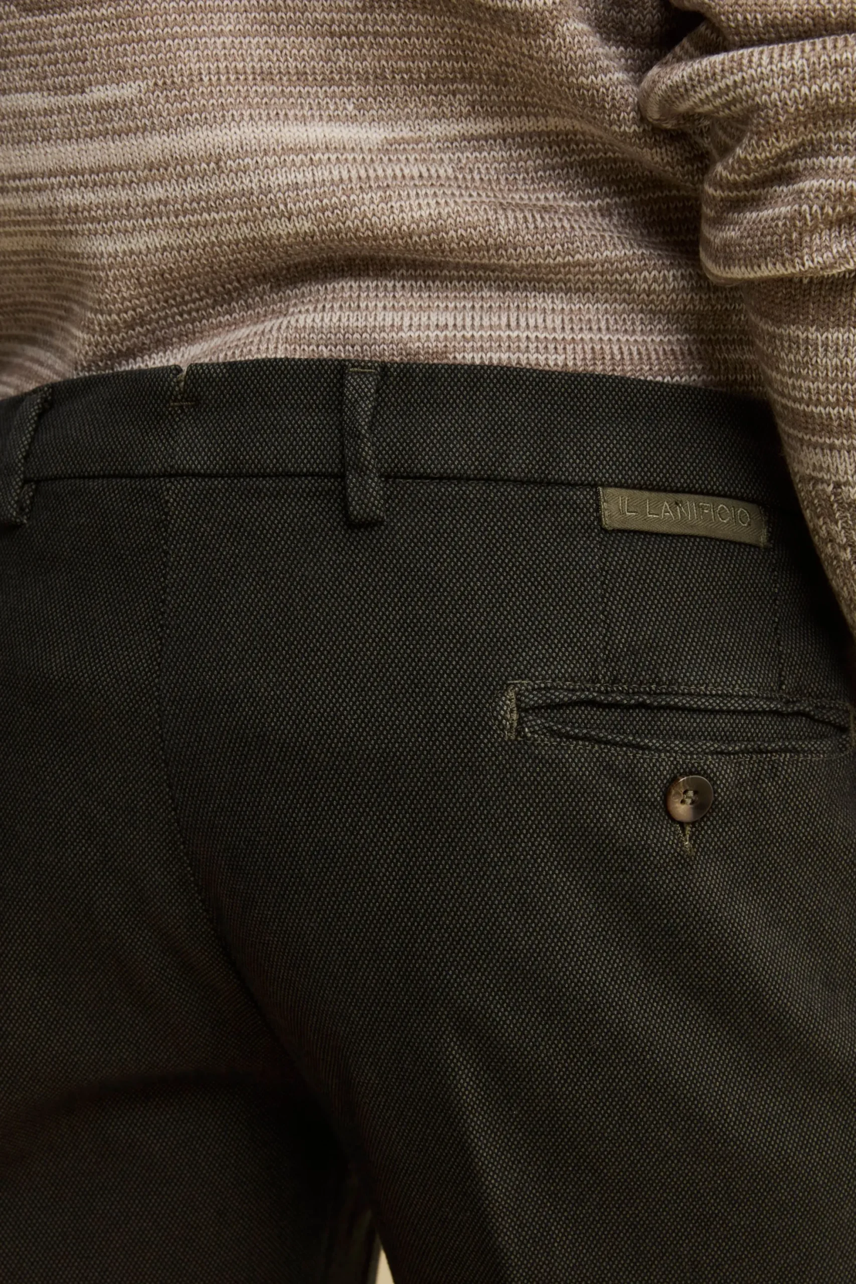 Pantalone Micropunto Regular Fit in Cotone - MARRONE
