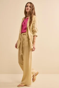 Pantalone Morbido in lino con Fusciacca - CREMA