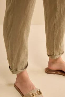 Pantalone Over in Lino con Elastico - TORTORA