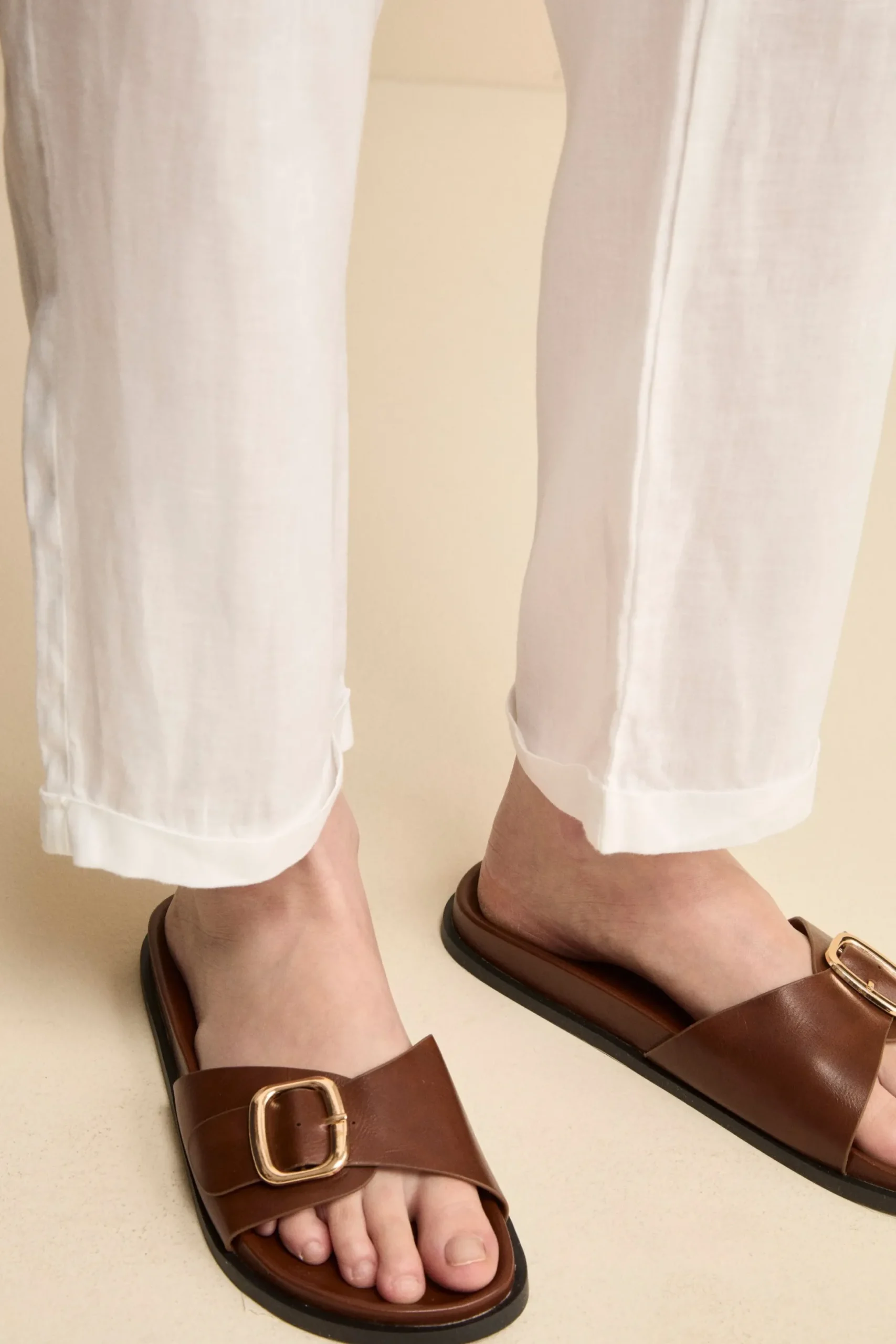 Pantalone Over in Lino con Elastico - BIANCO