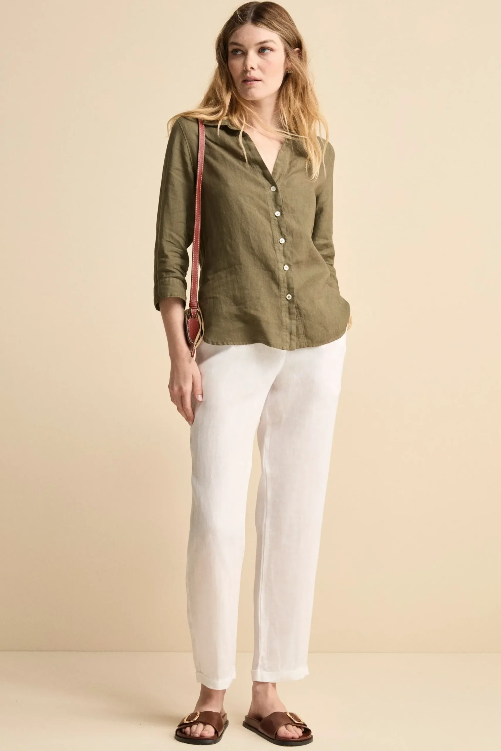 Pantalone Over in Lino con Elastico - BIANCO
