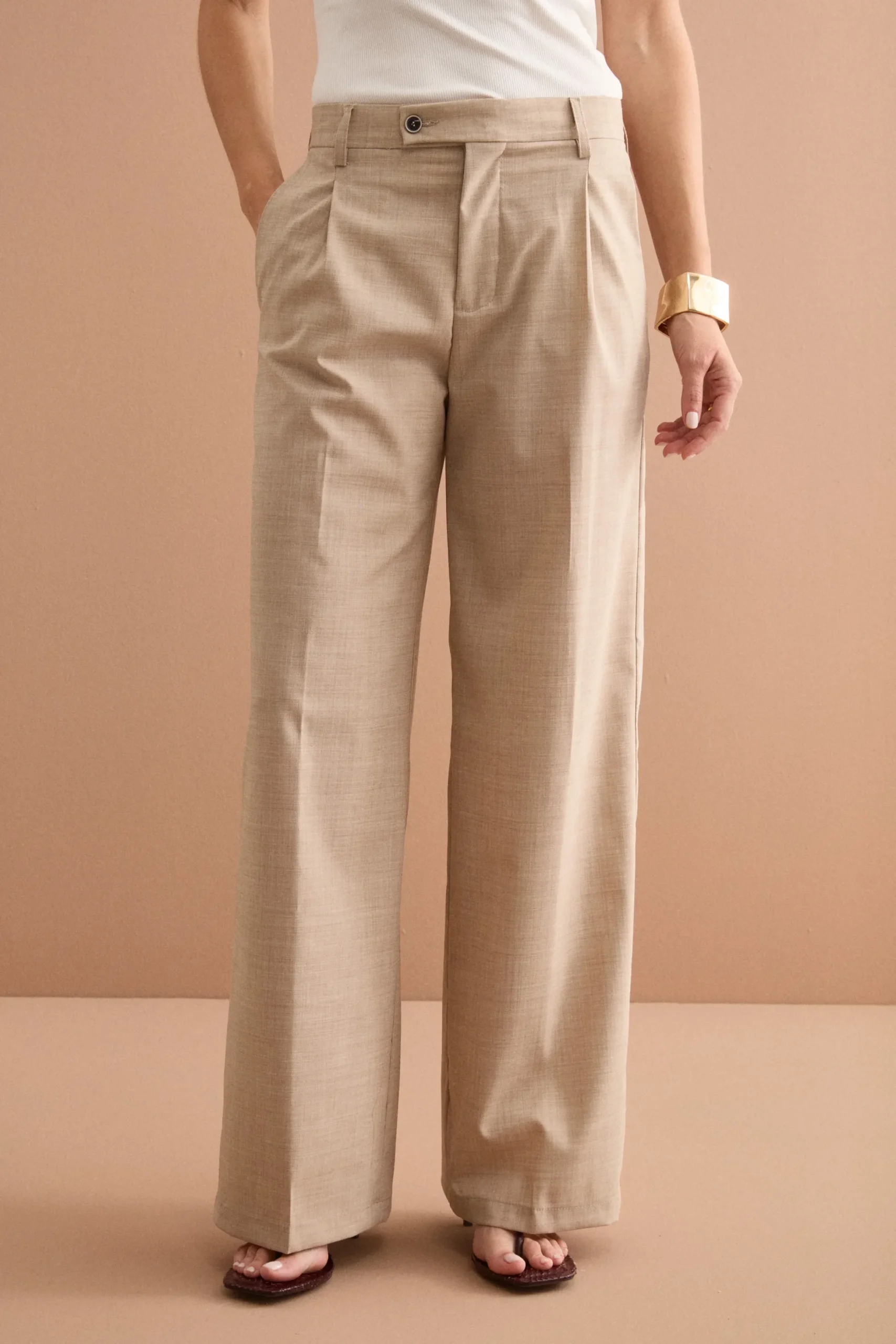 Pantalone Palazzo da Cerimonia in Lana Vergine - NATURALE