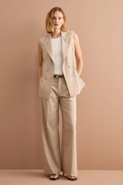 Pantalone Palazzo da Cerimonia in Lana Vergine - NATURALE