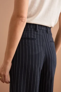 Pantalone Palazzo Gessato con Pinces - BLU GESSATO