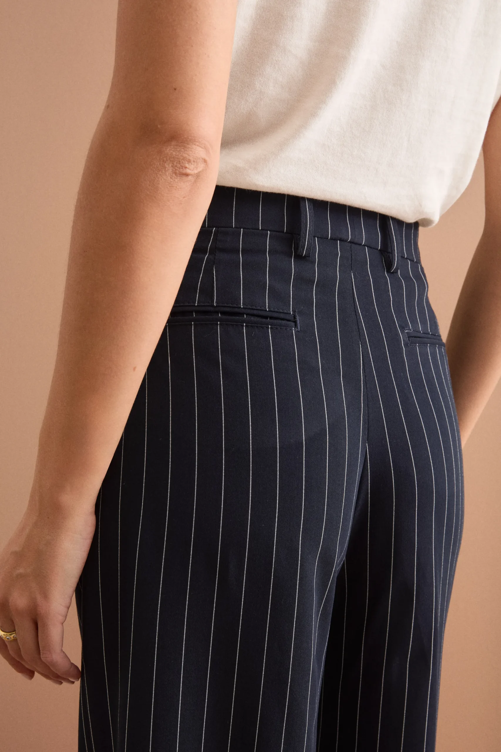 Pantalone Palazzo Gessato con Pinces - BLU GESSATO