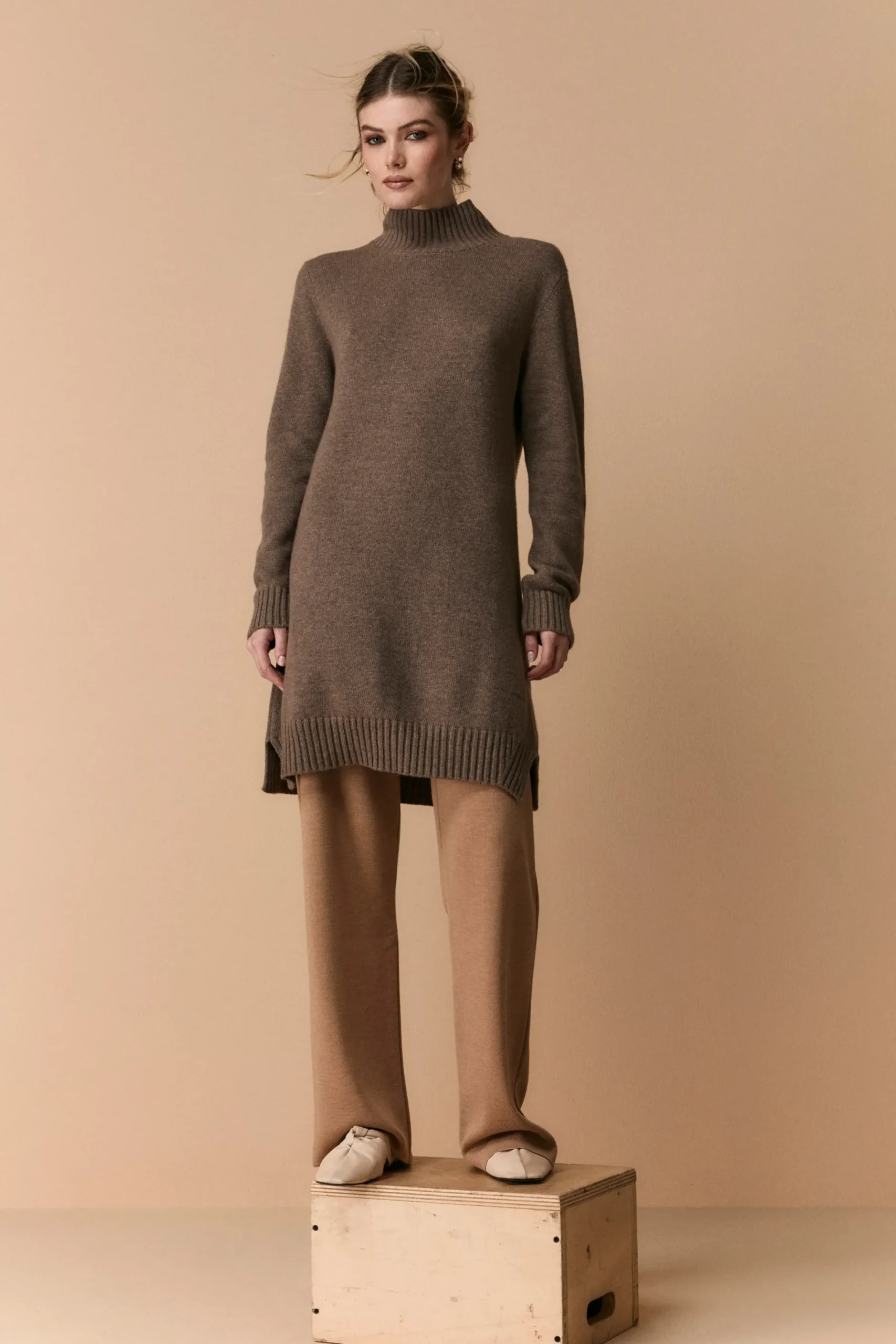 Pantalone Palazzo in Misto Lana - CAMMELLO