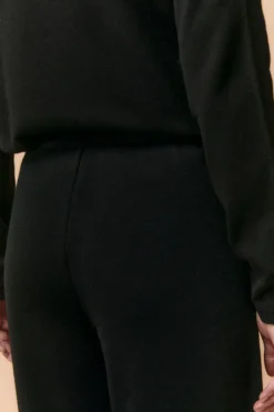Pantalone Palazzo in Misto Lana - NERO