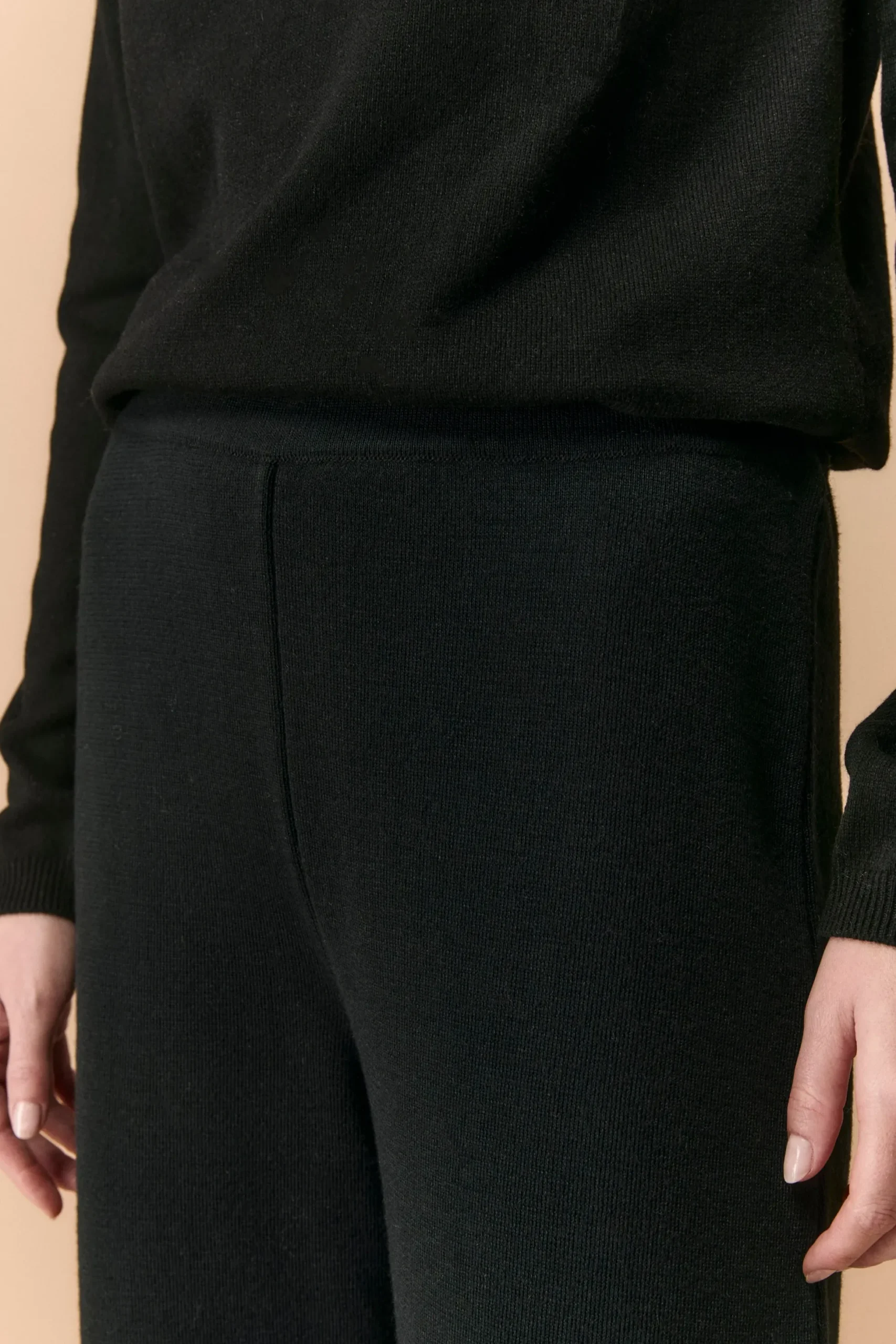 Pantalone Palazzo in Misto Lana - NERO