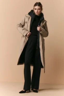 Pantalone Palazzo in Misto Lana - NERO