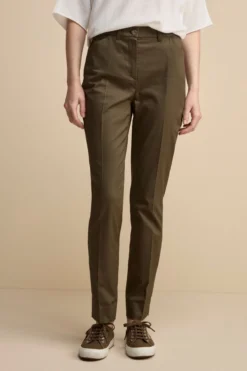 Pantalone Piquet a Sigaretta in Cotone - VERDE MILITARE