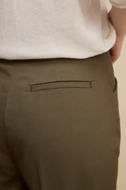 Pantalone Piquet a Sigaretta in Cotone - VERDE MILITARE
