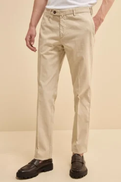 Pantalone Regular Fit in Cotone Armaturato - SABBIA