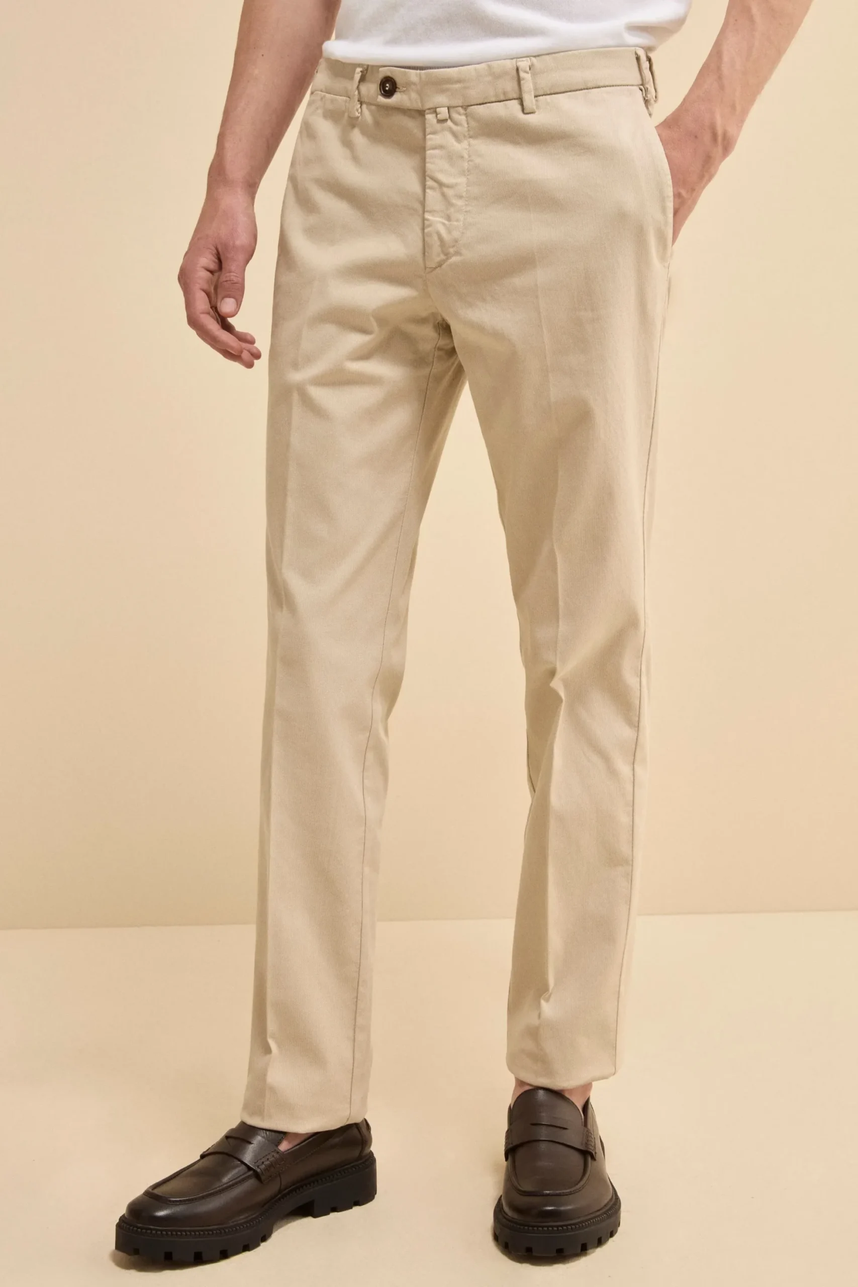 Pantalone Regular Fit in Cotone Armaturato - SABBIA