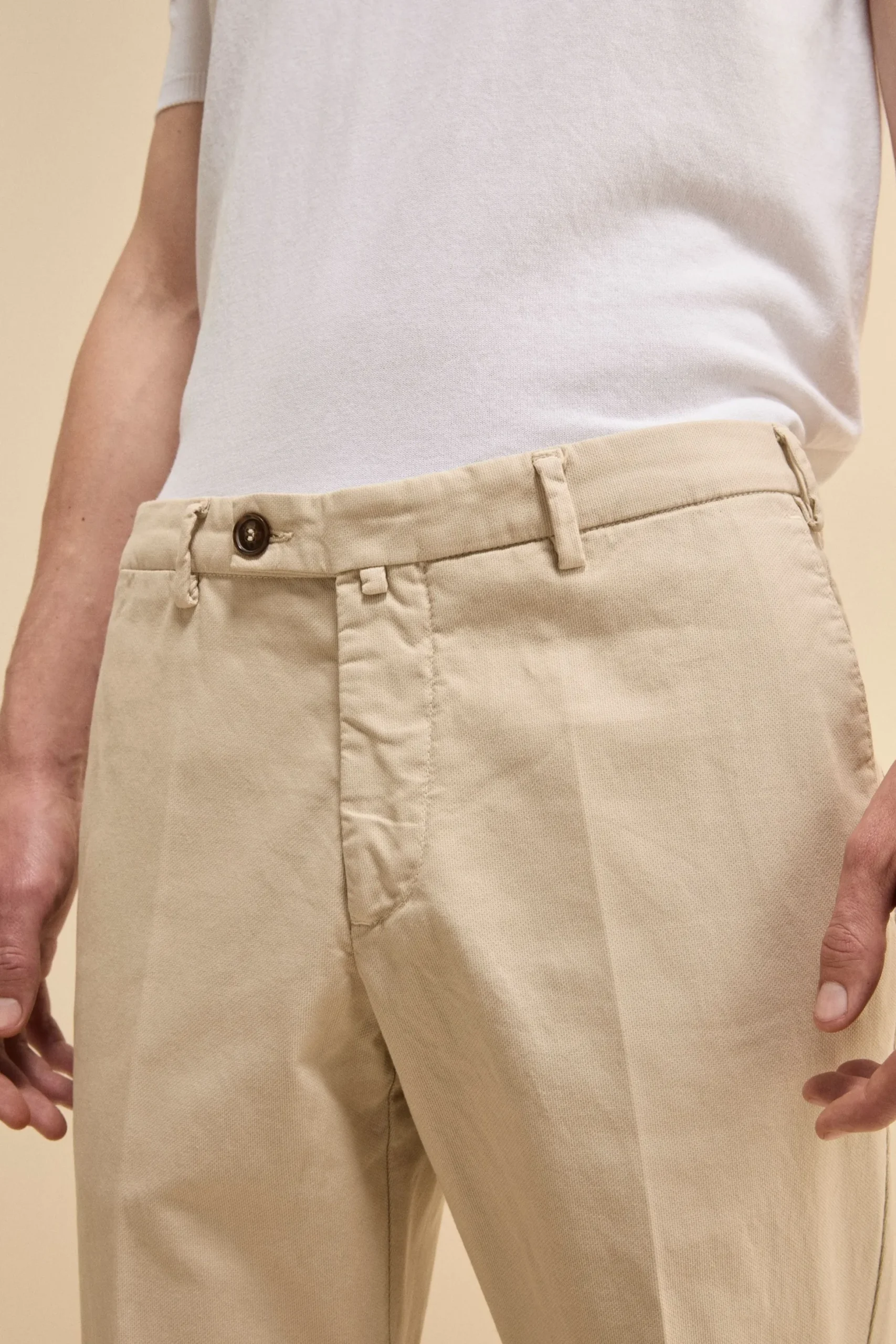 Pantalone Regular Fit in Cotone Armaturato - SABBIA