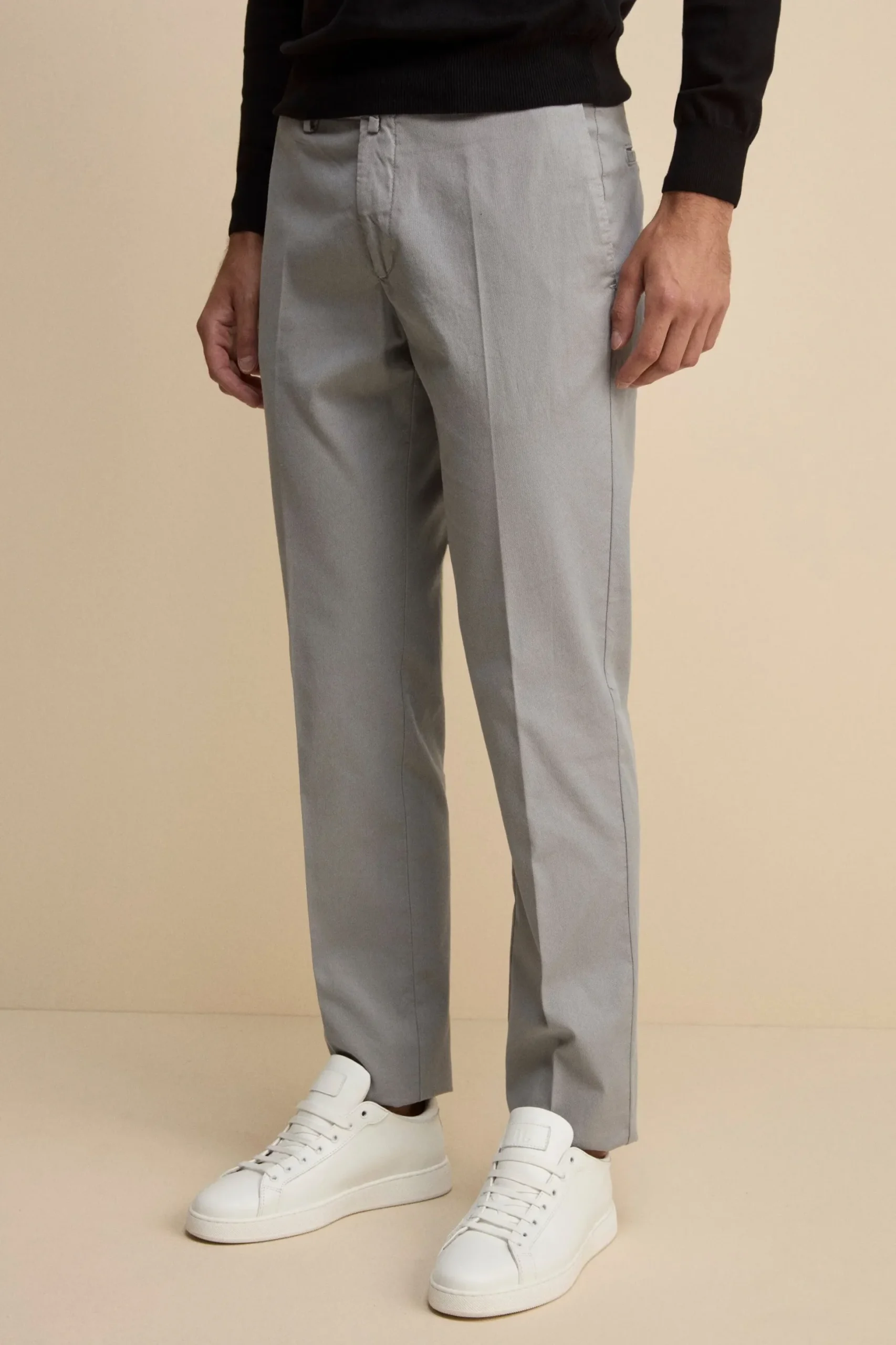 Pantalone Regular Fit in Cotone Armaturato - GRIGIO