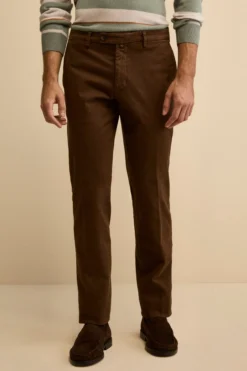 Pantalone Regular Fit in Cotone Stretch - CACAO