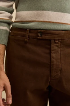 Pantalone Regular Fit in Cotone Stretch - CACAO