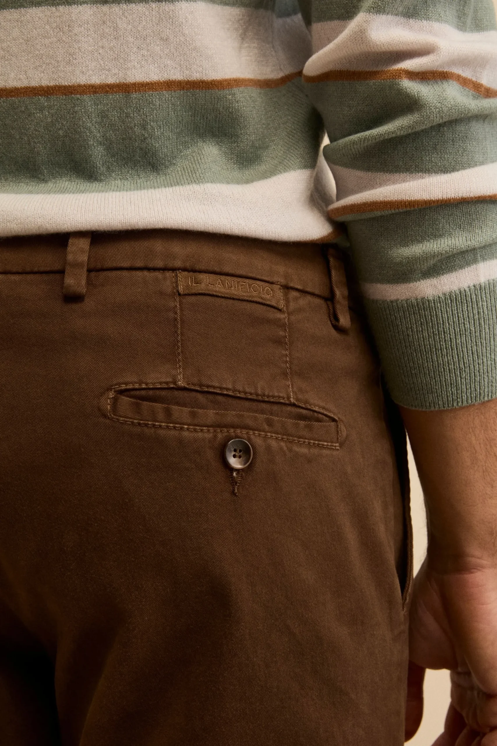 Pantalone Regular Fit in Cotone Stretch - CACAO