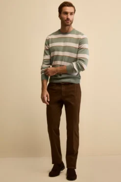 Pantalone Regular Fit in Cotone Stretch - CACAO