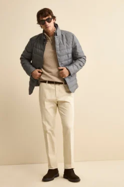 Pantalone Regular Fit in Cotone Stretch - LATTE