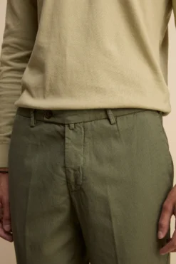Pantalone Regular Fit in Cotone Armaturato - SALVIA