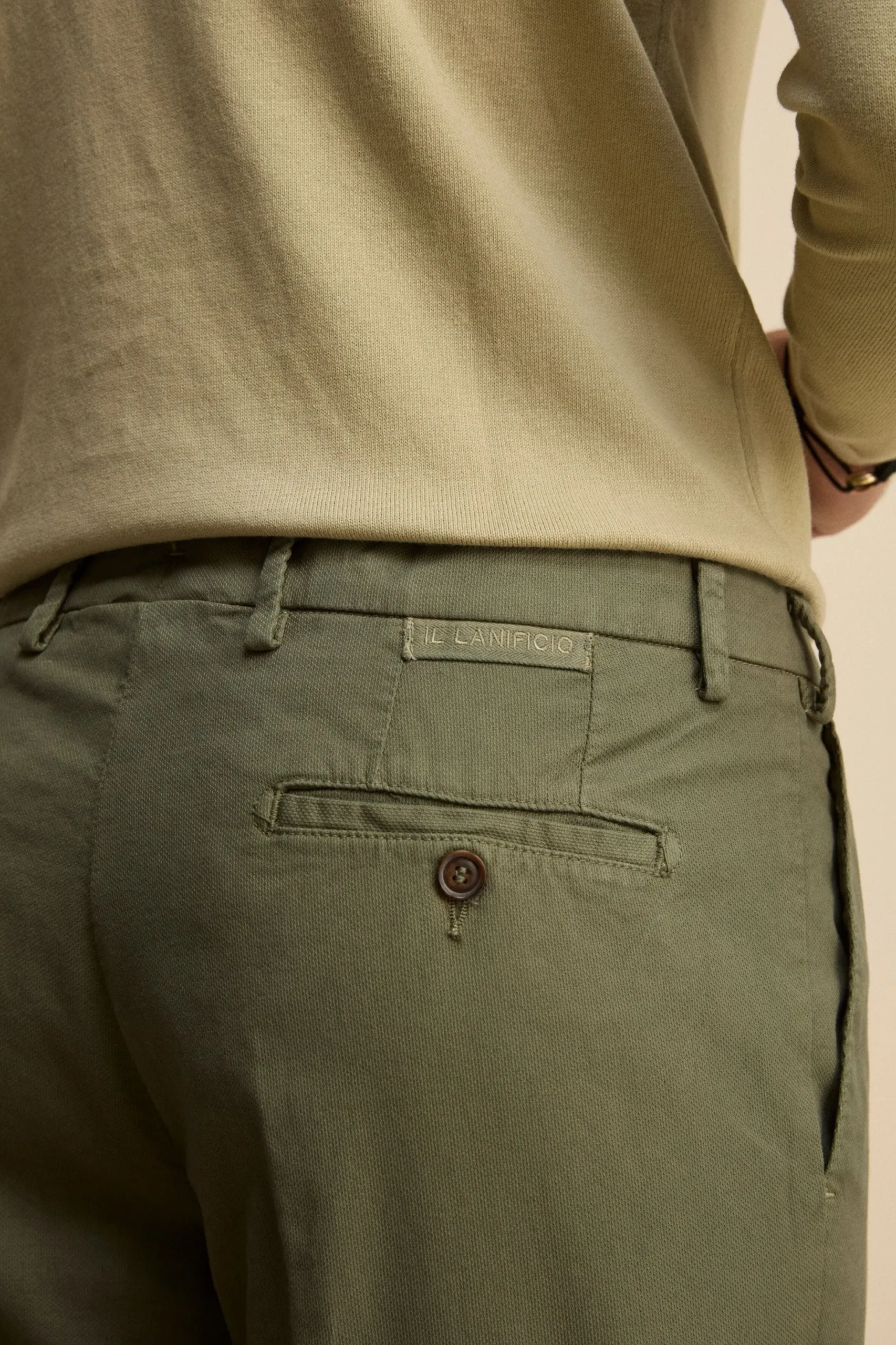 Pantalone Regular Fit in Cotone Armaturato - SALVIA