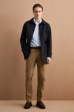Pantalone Regular Fit in Cotone Canetté - NOCCIOLA