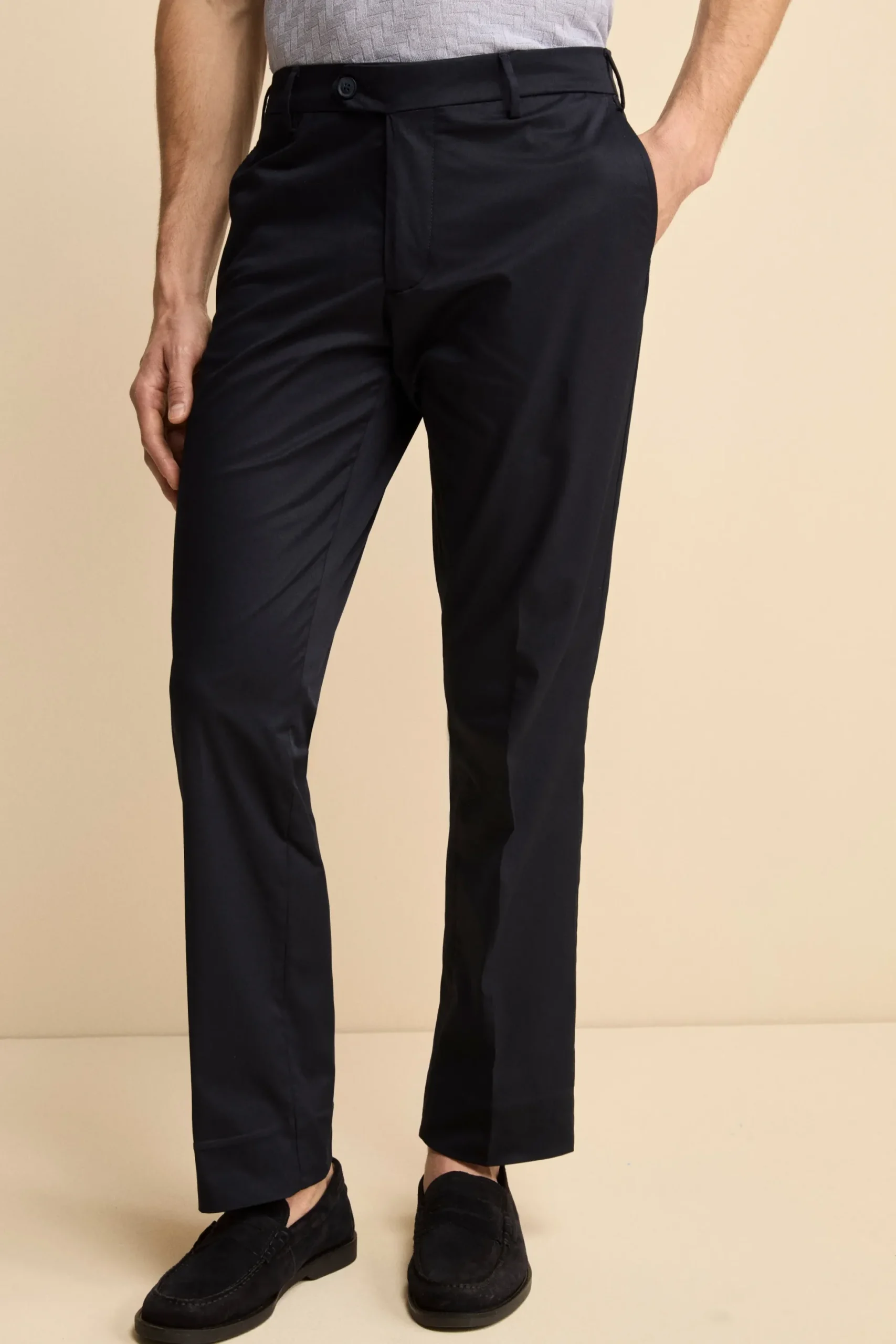 Pantalone Regular Fit in Gabardina - NAVY