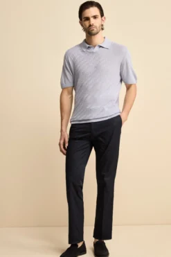 Pantalone Regular Fit in Gabardina - NAVY