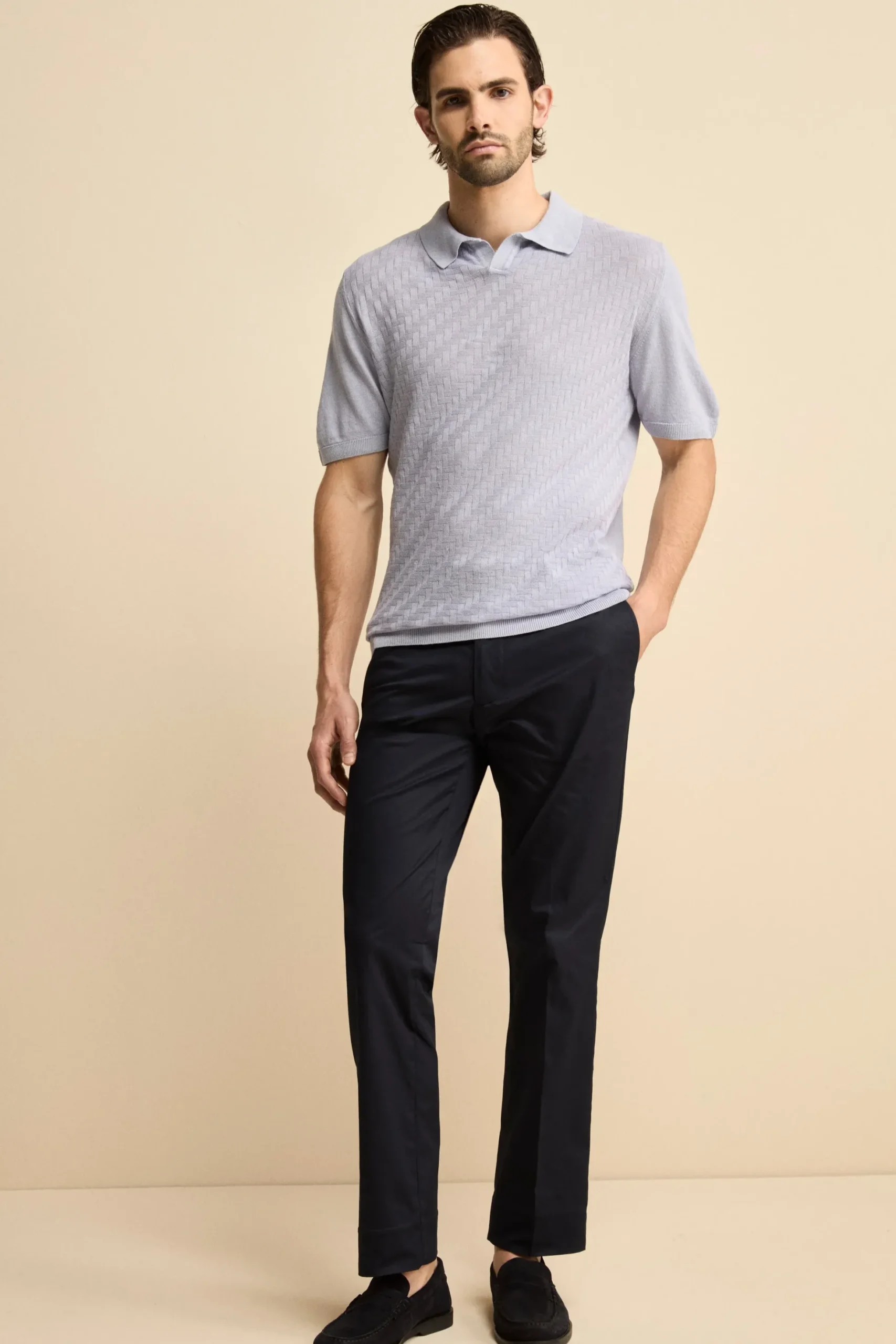 Pantalone Regular Fit in Gabardina - NAVY
