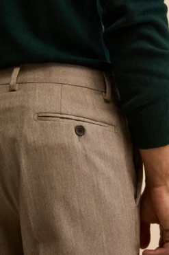Pantalone Regular Fit in Lana e Cashmere - TORTORA