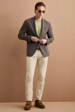 Pantalone Regular Fit in Misto Lino con Pinces - SABBIA