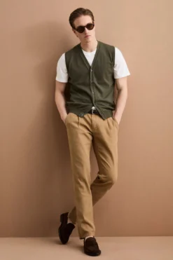 Pantalone Regular Fit in Misto Lino con Pinces - RUGGINE