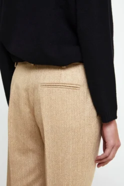 Pantalone Sigaretta in Lana - BEIGE SPIGATO