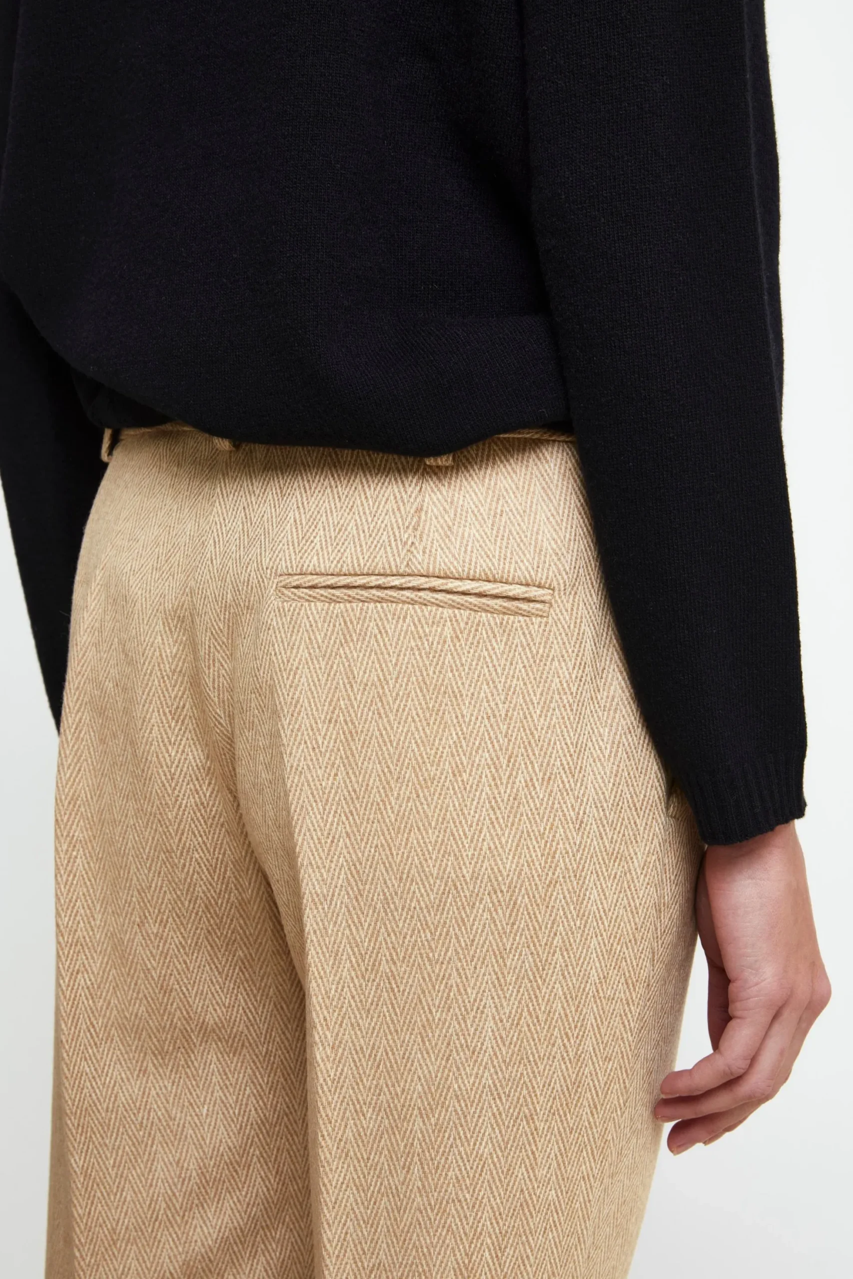 Pantalone Sigaretta in Lana - BEIGE SPIGATO