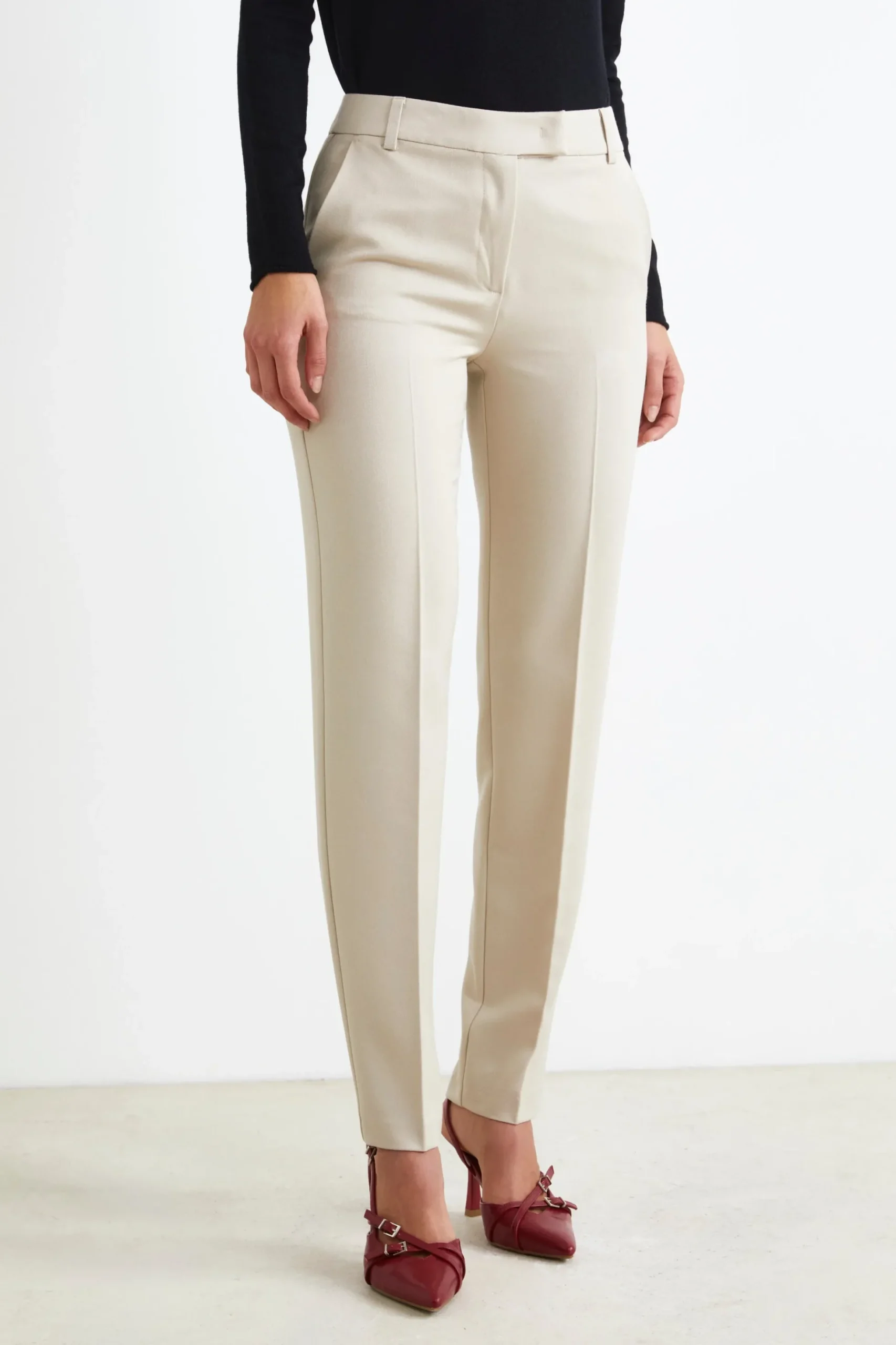 Pantalone Sigaretta Regular Fit - BEIGE